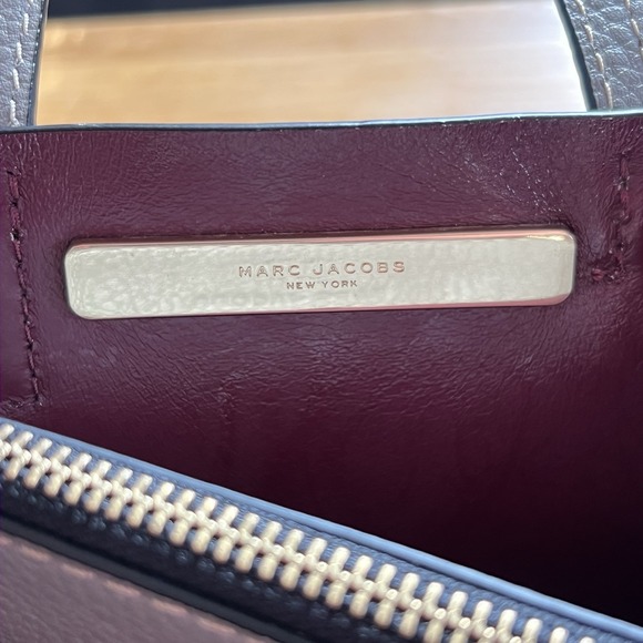 Marc Jacobs Mini Grind Tote Gray Pebbled Leather Crossbody Bag Gold Hardware - Picture 7 of 8